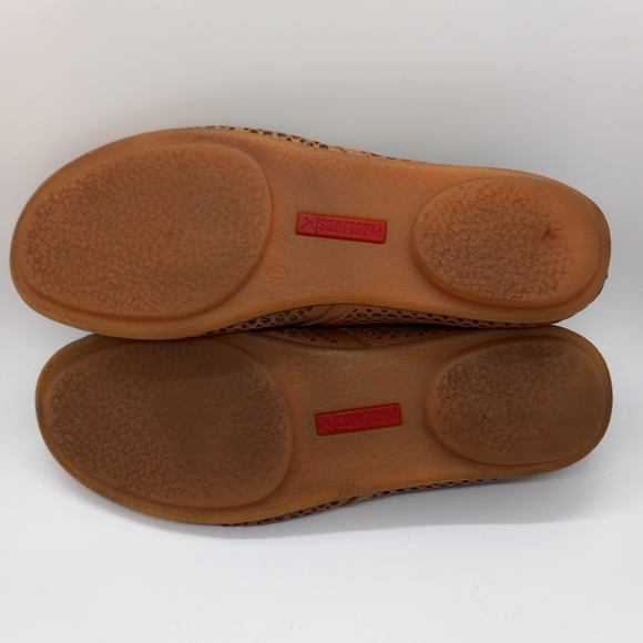 🔥OVER $100+ OFF!🔥37 6.5 7 PIKOLINOS LAZER CUT BROWN LEATHER RUBBER SOLE FLATS - Picture 14 of 16